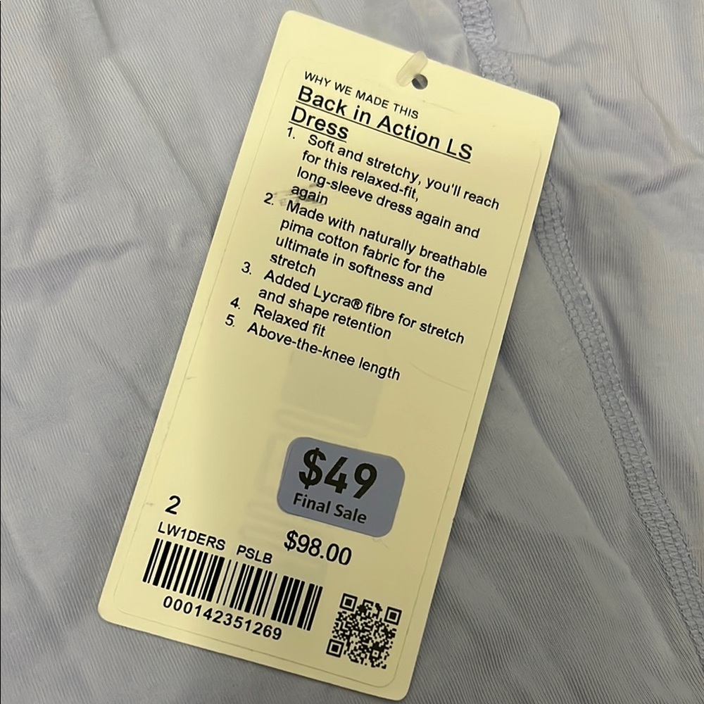 Lululemon Light Blue Long Sleeve Dress - Picture 2 of 4